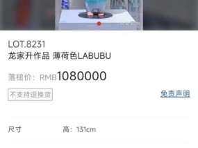全球唯一一只！薄荷色初代LABUBU拍出108万元天价