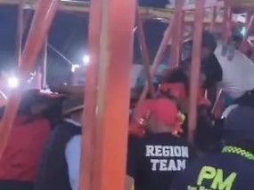 儿童游乐场飞车的恐怖事件导致12人受伤，其中包括孕妇